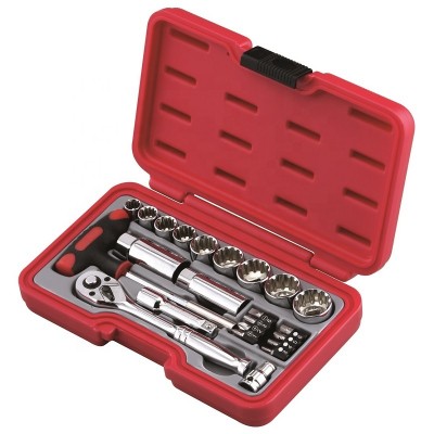 23PCS 1/4" 3/8" Bits & Socket Ratchet Driver Set