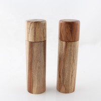 Acacia wood material salt and pepper mill set hand operated salt pepper grinder mill for kitchen