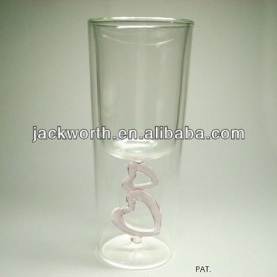 Twin Heart Glass Flower Vase