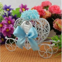 Wedding Candy Favor Box Blue Flower and Bow Metal Carriage Chocolate Box