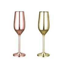 Amazon 200ml Stainless Steel Luxury Rose Gold Cocktail Champagne Red Wine Glass Cup Wine Goblet