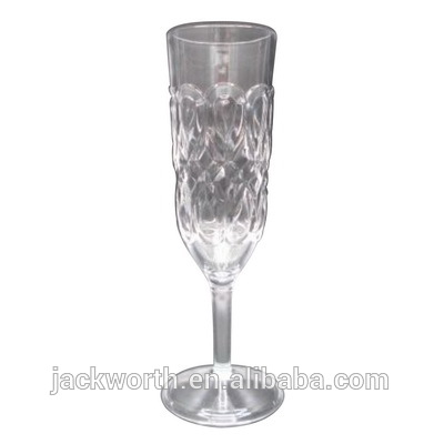 Embossed plastic champagne flute glasses